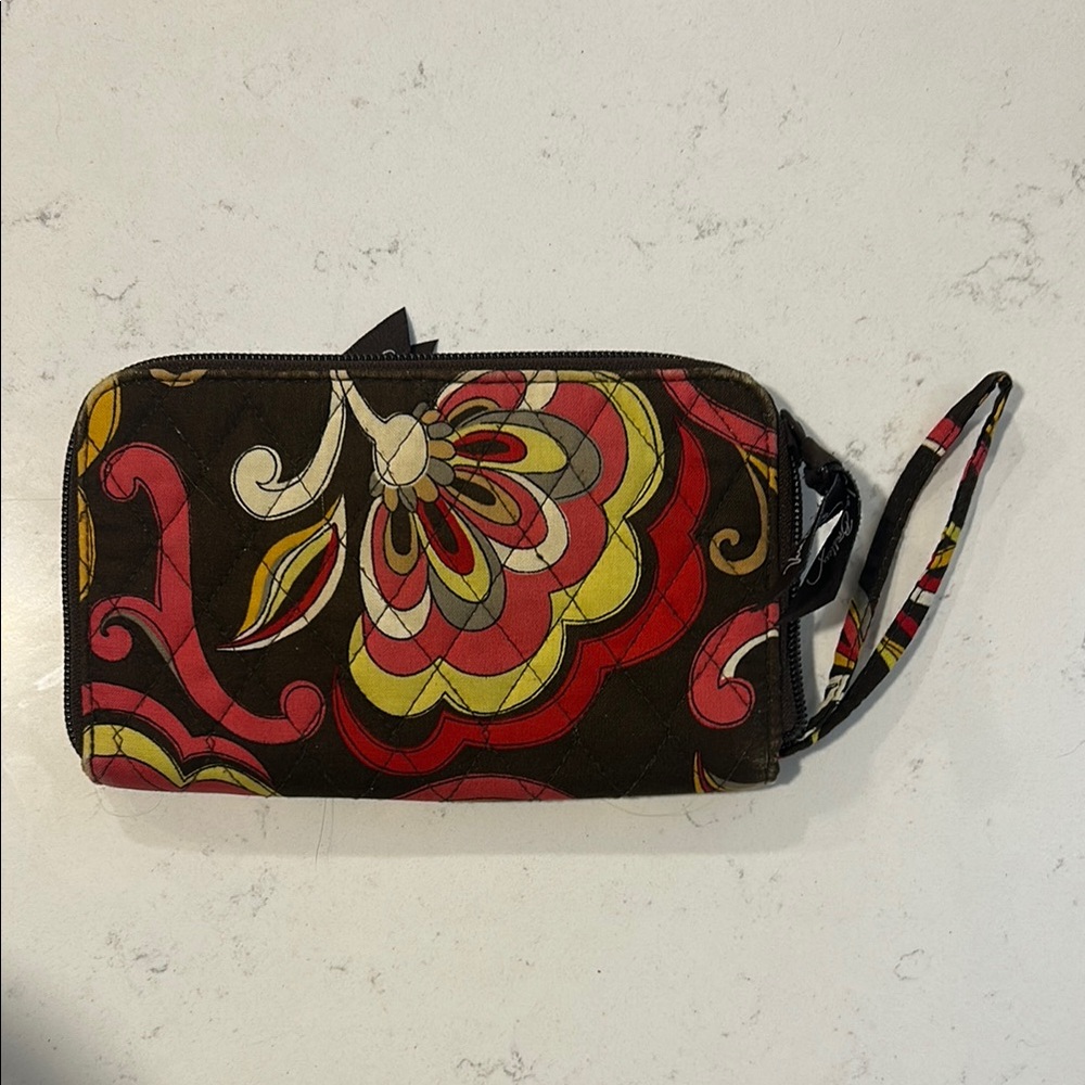 Vera Bradley Red and Yellow Floral Wristlet Clutch